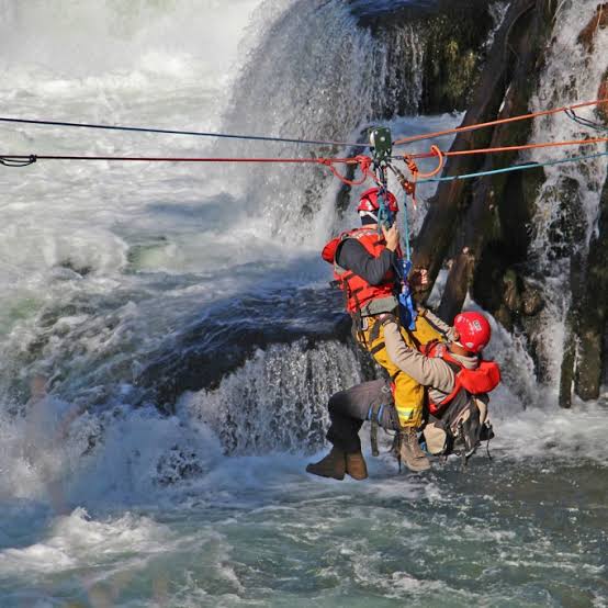 CMC rope rescue over swiftwater